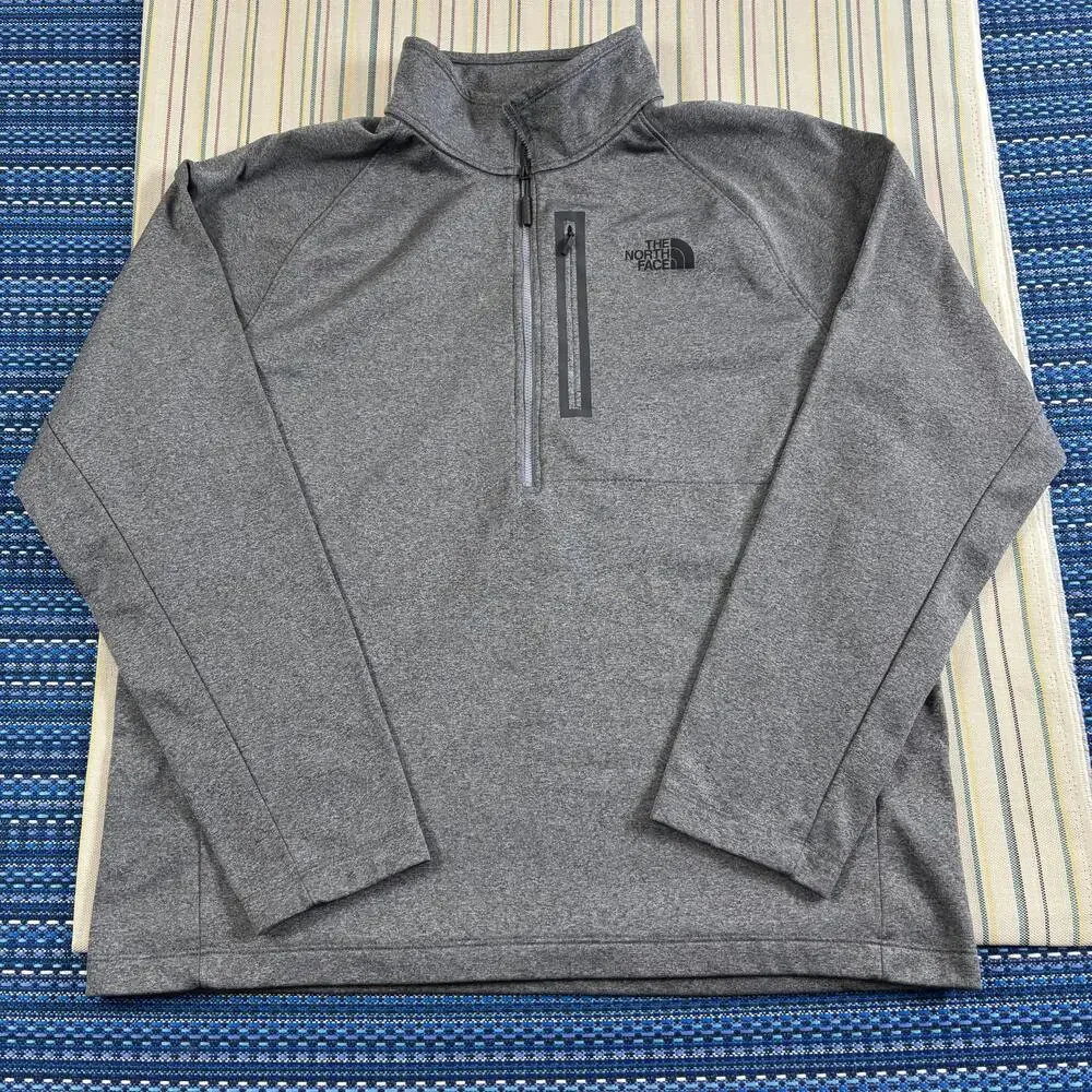 The North Face Pullover Mens XL Gray Fleece Quarter Zip Long Sleeve Hiking Top